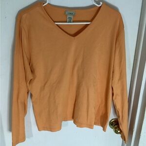 L.L. Bean Women's Long Sleeve Prima Cotton Orange Top Size XL